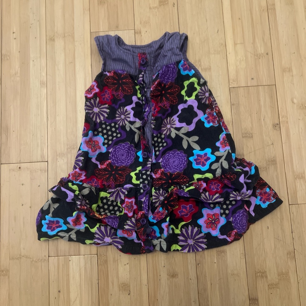 Me Too Vibrant Floral Kids Dress - Purple, Red, Blue